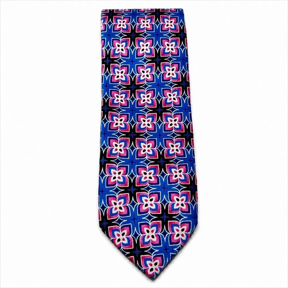 Murano Tie Men's 3 inch Blue Pink Floral Classic Pointed 100% Silk USA